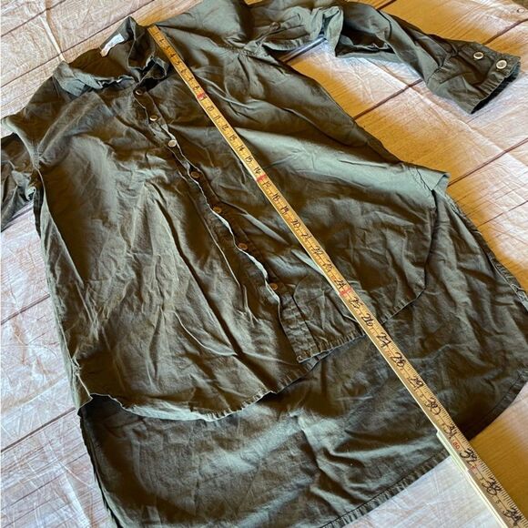 Free People x CP Shades High Low Button Down 100% Cotton Olive Brown Size XS - Picture 6 of 8